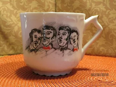 VINTAGE MUSTACHE MUG CUP Tea Coffee White Gold Trim Barber Shop Quartet • $39.99