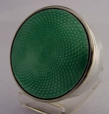 £240 • Buy Rare Sterling Silver Green Enamel Table Box  Antique 192) Art Deco