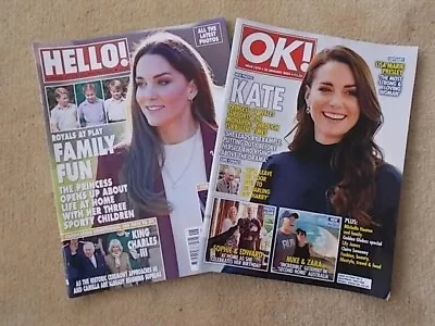 Two HELLO & OK Magazines January 2023 Kate Middleton Princess Of Wales • £9.99