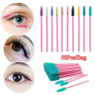 50PCS Disposable Hot Mascara Eyelash Wands Applicator Brushes Makeup Extension✔ • $3.79