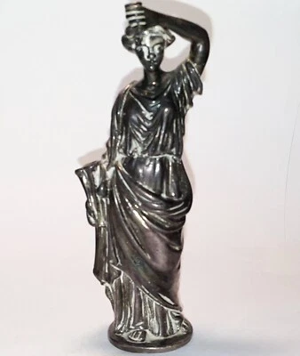 £12.99 • Buy SMALL UNUSUALLY HEAVY METAL STATUE GREEK PEPLOS DRAPED LADY - 755 Grams