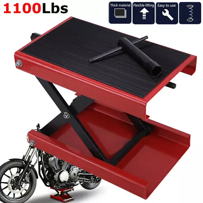 Lift Jack Scissor Stand Motorcycle Hoist Bike ATV 1100 Deck Wide Center Dirt • $63.99