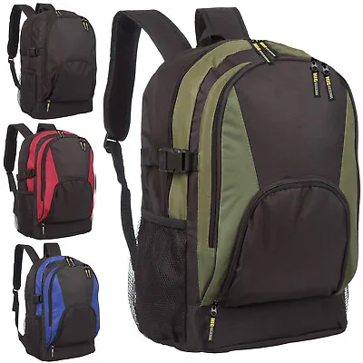 Mens Plain Work Travel Business Rucksack - SCHOOL HIKING LAPTOP BACKPACK BAGS • £15.95