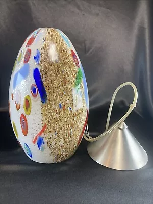 Vintage Murano Millefiori White Pendant Lighting Hand Blown Glass Lamp Shade 11” • £578.52