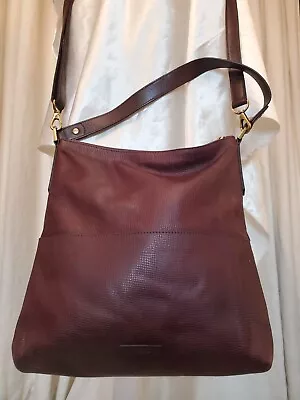 FOSSIL 1954 Oxblood Tan LEATHER Crossbody Shoulder Tote Bag Medium • £39.95