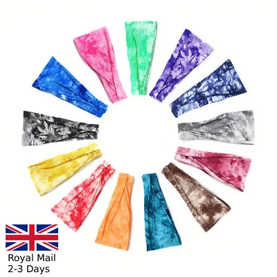 Women Tie Dye Sport Yoga Headband Stretch Hairband Elastic Head Wrap Turban  • £2.69