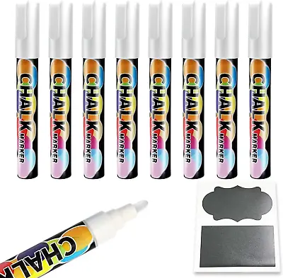 White Chalk Markers8 Pcs Liquid Chalkboard Markers Pens With 16 Labels3Mm Fine • $9.27