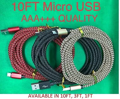 Micro USB Fast Charger Data Sync Cable Braided Cord For Samsung Android 3 6 10FT • $2.97