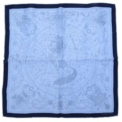 HERMES Petit Carre 45 Silk Scarf C'est La Fete Navy/Light Blue Rare Unused • £626.36