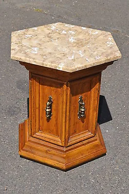 Drexel Velero Collection Marble Top Tuscan Style Side Table With Storage  • $195