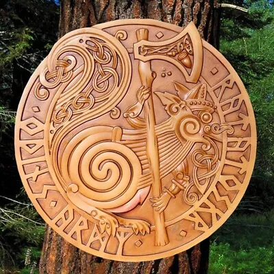 £75 • Buy Viking Wooden Shield 24  Handmade Fast Delivery Gift Wall Art Polished Beautiful