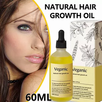 NEW Natural Hair Growth Oil Veganic Natural Hair Growth Oil Hair Care 60ml UK • £9.97