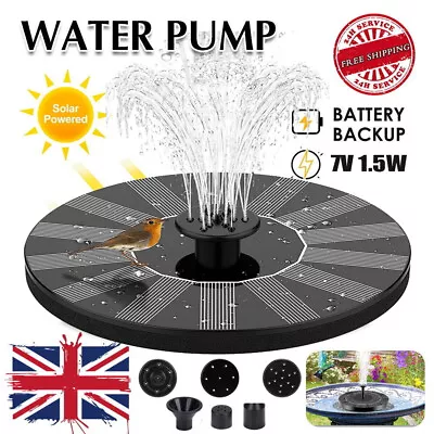 Solar Powered Floating Pump Water Fountain Birdbath Home Pool Garden Pond Decor • £11.90