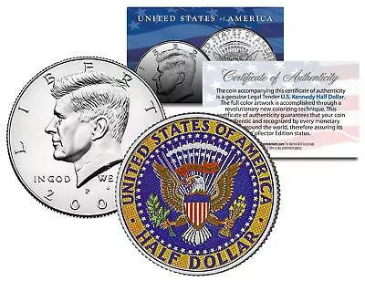 Colorized JFK Kennedy Half Dollar U.S. Coin Genuine Legal Tender (Reverse Side) • $8.95