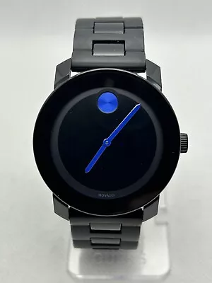 MOVADO Bold 3600099 Black Resin Men's Stainless Steel Blue Dot Swiss Watch 42mm • $215