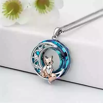 Cute Fox Pendant Necklace With Round Crystal - Perfect Gift For Mom Or Sister • $9.25