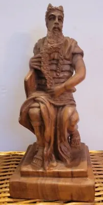 Vintage Olive Wood Moses Ten Commandments Statue Made In Israel • $95