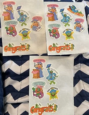 Vintage 1981 Muppet Stickers Graduation 3 Partial Pages Some Missing 18 Total • $10