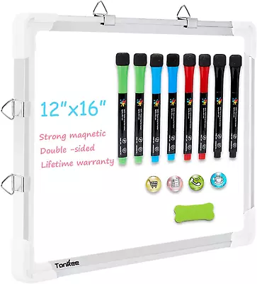 Small Dry Erase White Board – TANKEE 12  X 16  Magnetic Hanging Whiteboard For • $15.13