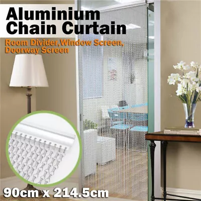 214cm X 90cm Fly Screen Chain Curtain Aluminum Door Metal Chain Insect Blinds UK • £42.99