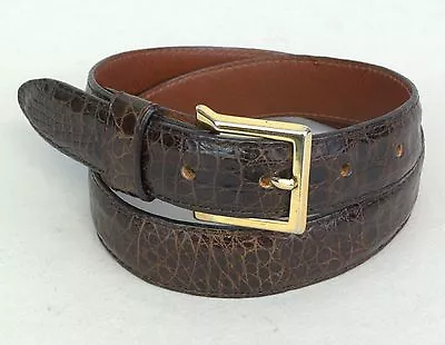 Encueros Brown Caiman Crocodile Belt Size 26   Replaceable Brass Buckle • $52.17