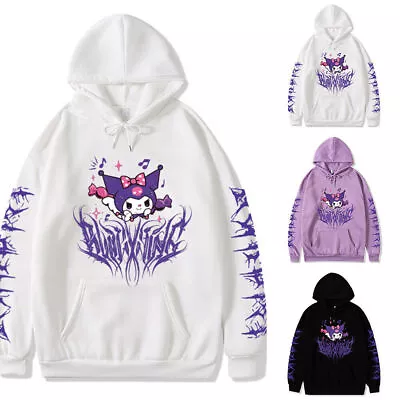 Women Kawaii Kuromi Hoodie Grunge Punk Cartoon Printed Harajuku Sweater Tops • $31.82