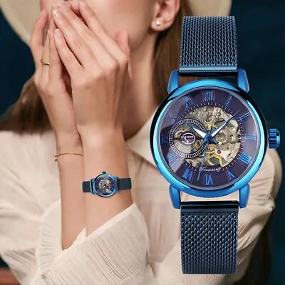 FORSINING Women Mechanical Watch Manual Winding Luxury Mesh Belt Wristwatches • $23.16