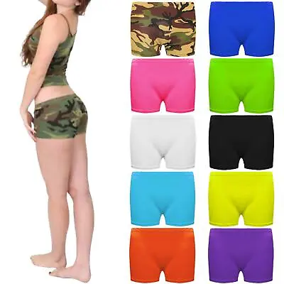 Womens Hot Pants Girls Microfiber Knickers Yoga Gym Dance Ladies Lycra Shorts • £6.35