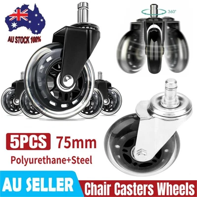 $26.21 • Buy 5PCS Office Chair Caster Roller Wheels Universal Mute Wheel 75mm Round Casters