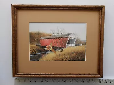 Maynard Reece MADISON COUNTY BRIDGE-RING NECKED PHEASANT 11x14 Framed 5.75 518 • $35