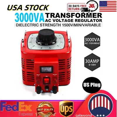 110V Transformer Variac Variable AC Voltage Regulator Metered 3000w 30Amp Auto • $93.10