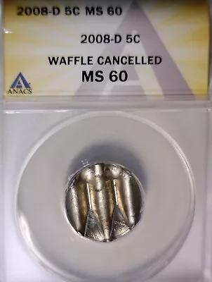 2008d ERROR ANACS MS60 WAFFLED Jefferson Nickel BU+ Coin STRUCK Waffle W Details • $89.99