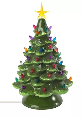 Classic Ceramic Christmas Tree – 15.5” Vintage Green Tree With Multicolor Lights • $59.99