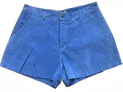 Forever 21 Women Blue Suede Shorts High Rise Size 29 100% Leather Pockets • $11.20
