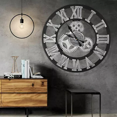 Large Gear Wall Clock Vintage Rustic Wooden Luxury Handmade Clock Art Vintage • $55.21