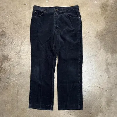 Vintage 80s Lee Corduroy Pants Navy Blue Made In USA Union Tag • $32