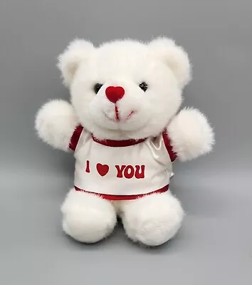 American Wego Teddy Bear Plush 7  White Valentines Satin Shirt I Love You *Read • $5.99