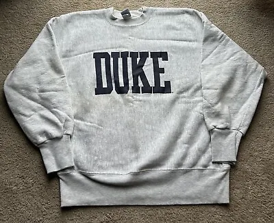 Vintage Duke University Weave Sweatshirt Mens L Crewneck Rugged Sweats 80/90’s • $30