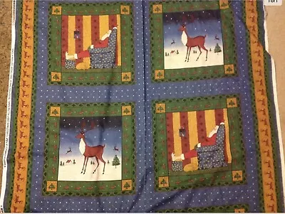 Warren Kimble Christmas 2001 Sleeping Santa & Deer Pillow Panels Fabric  BT1/2yd • $3.99