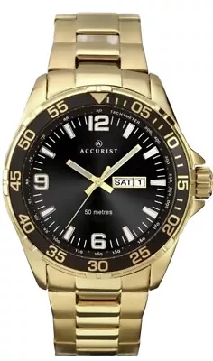 Accurist Men's Watch With Black Dial And Gold Bracelet • £47.99