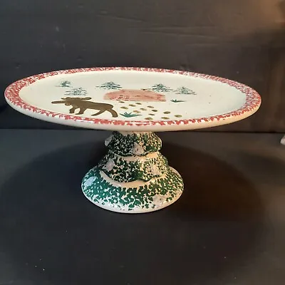 Ganz Holiday Cake Plate Tree Pedestal Christmas Decor  Moose Cabin Rustic As Is • $20