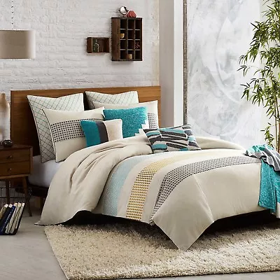 KAS AUSTRALIA Twin Duvet Cover ANNELIE Teal Grey White Embroidered NEW • £42.75