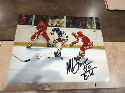 MIKE ERUZIONE  AUTOGRAPH 8x10 PHOTO 80 GOLD OLYMPIC Hockey Guaranteed Authentic  • $75