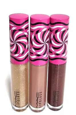 MAC Tiny Tricks Mini Lipglass Trio Boxed Set In Warm High Gloss Conditioning NIB • $32