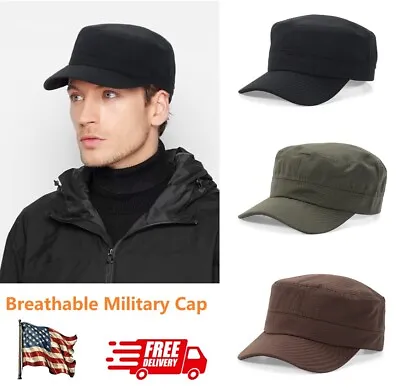 Outdoor Breathable Military Cap Neutral Ordinary Flat Top Cadet Cap Adjustable • $8.18