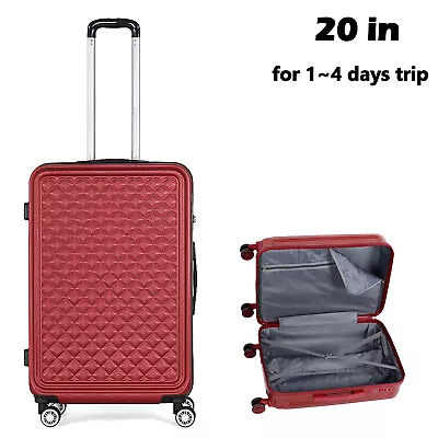 View Details 20 Inch Hard Shell Luggage Red Suitcase Airline Approved W/TSA Lock Carry On Bag • 29.96$