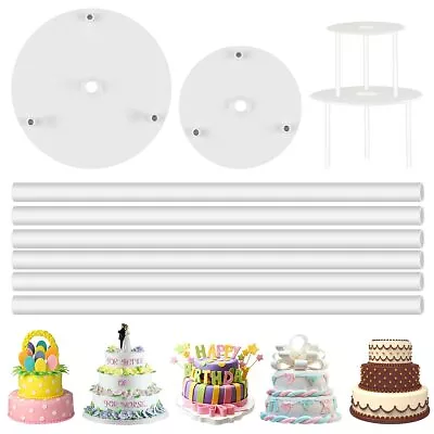 2 Tier Cake Separator Plates And 6 Pieces Pillars Set Cake Dowels Rods For Ti... • $21.30