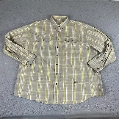 Cabela's Shirt Mens XLT Brown Plaid 100% Cotton Button Down Collared Long Sleeve • $13.19