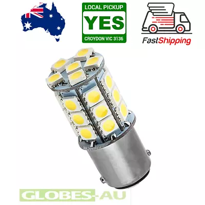 2x 12V LED BA15D LIGHT GLOBE WARM WHITE 27 SMD 5050 Caravan Car Indicator • $18.88