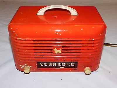 Vintage Remler Scottie Dog Art Deco Tube Radio Red Junior 5530 Project/parts Vtg • $275